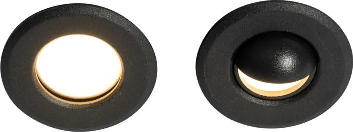 Set di 5 faretti da incasso moderni neri con LED IP67 - Linsey