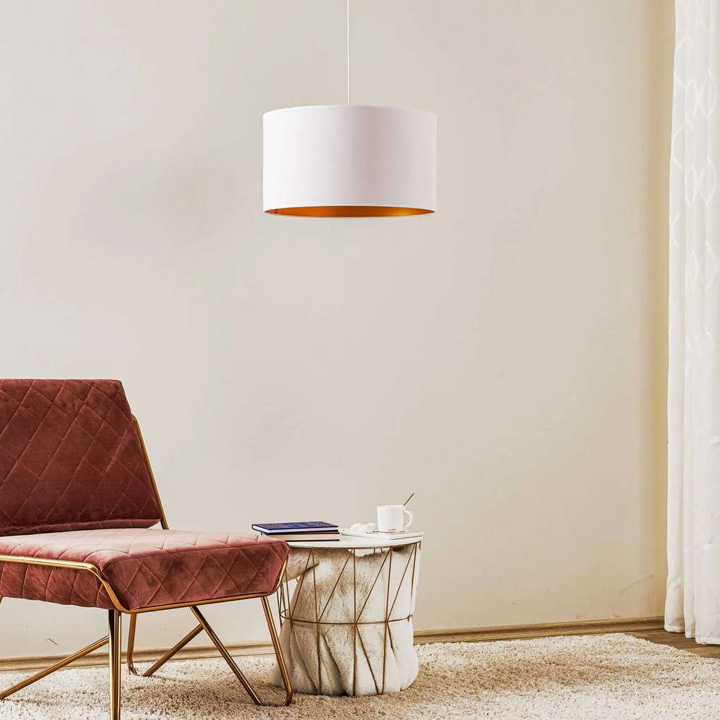 Duolla Lampada a sospensione Roller, bianco/oro, Ø 45 cm