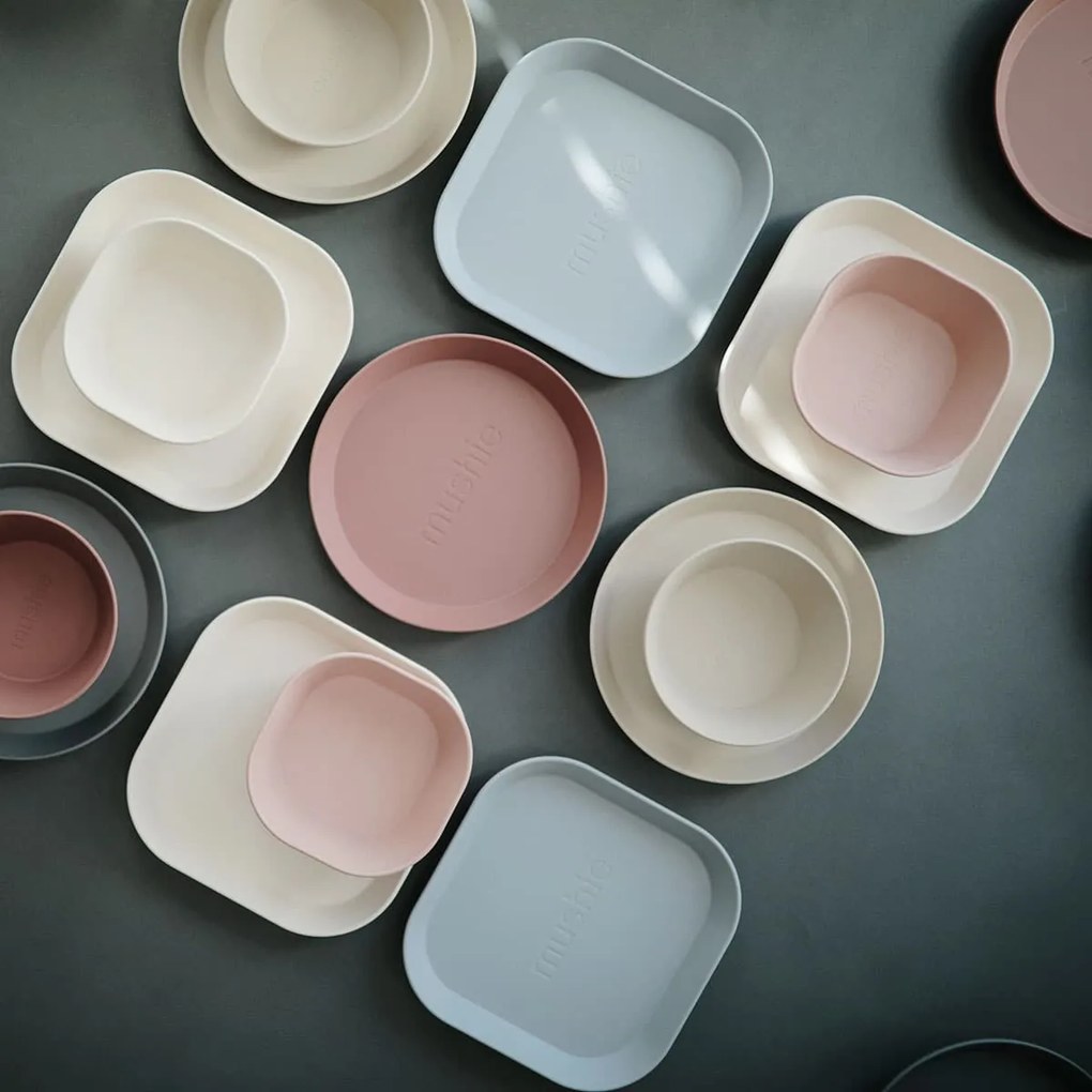 Mushie piatto quadrato, 2 pezzi - Blush