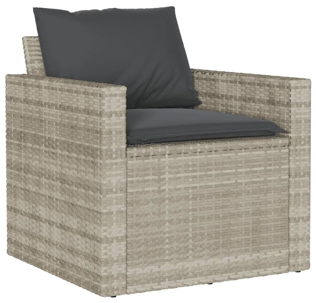 Set divano da giardino 6pz con cuscini grigio chiaro polyrattan