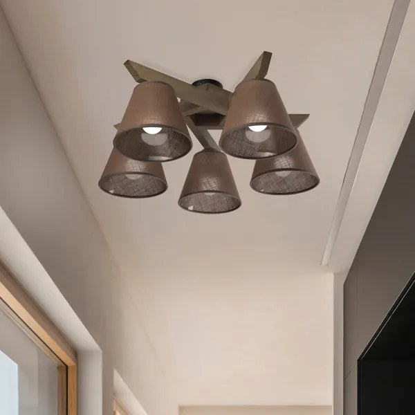 Brilagi - Lampadario LED ANTHONY 5xE14/40W/230V rovere noce/marrone
