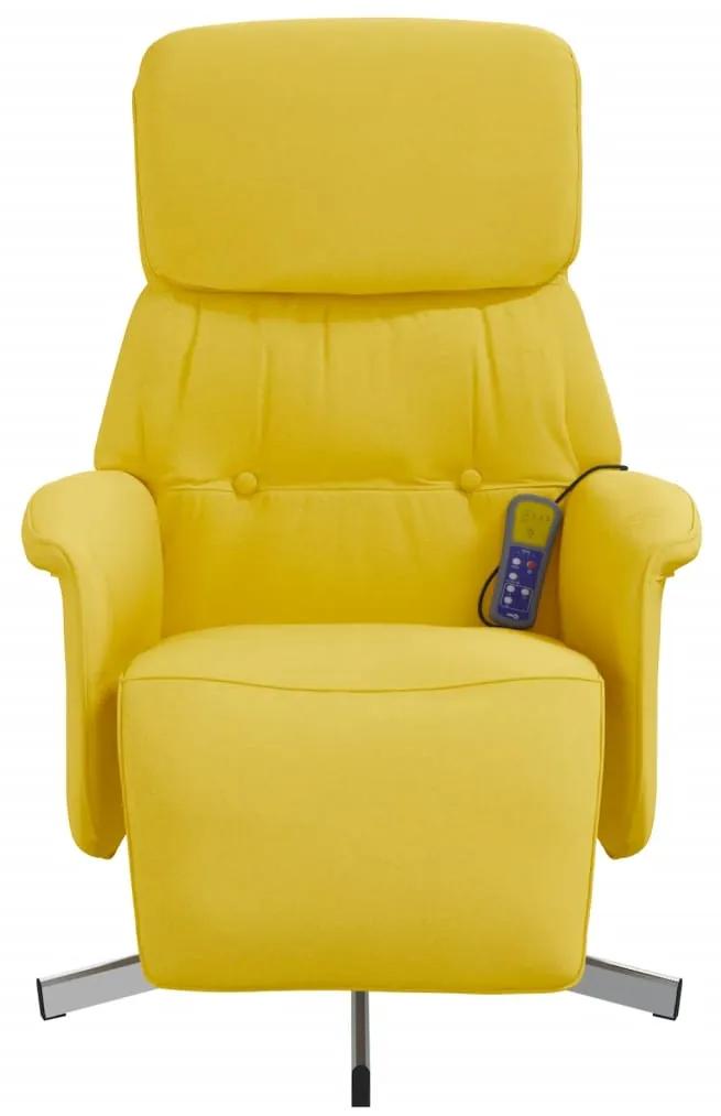 Poltrona reclinante massaggio poggiapiedi giallo chiaro tessuto