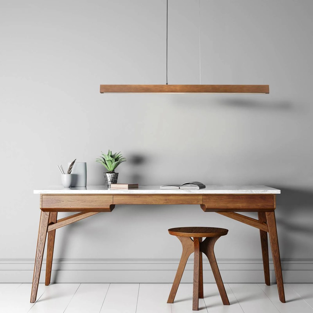 TK Lighting Lampada a sospensione in legno LED Teo, noce, 126 cm, dimmer touch