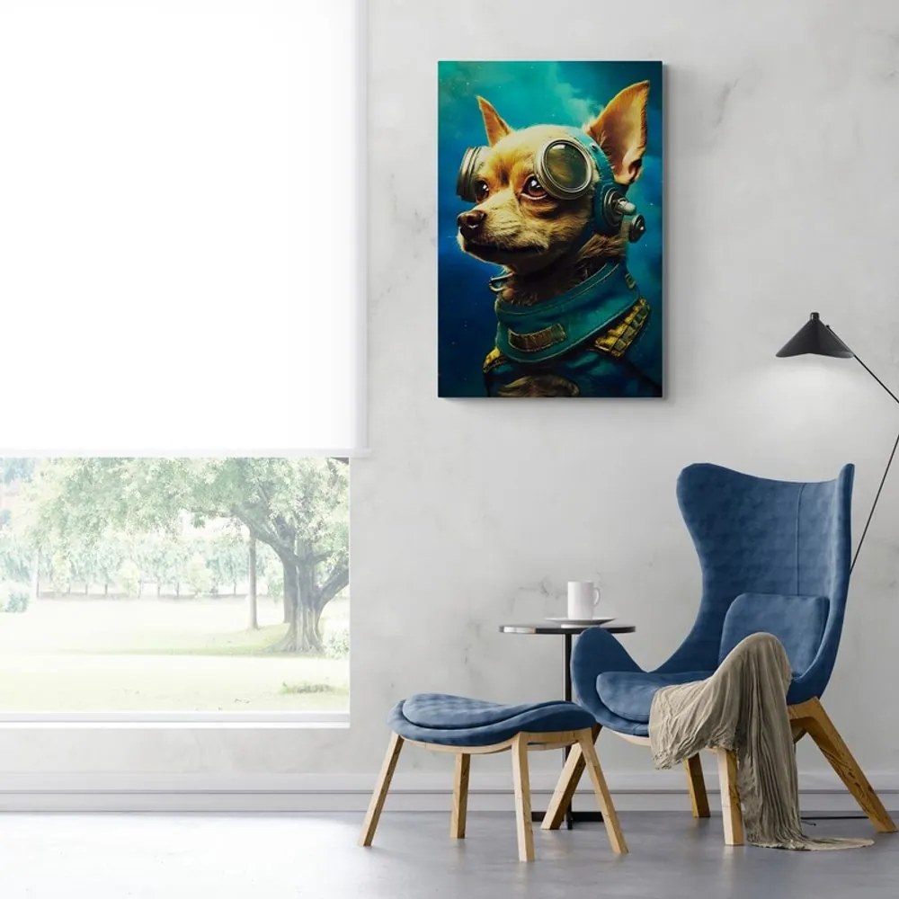 Quadro su tela – Cane blu-oro