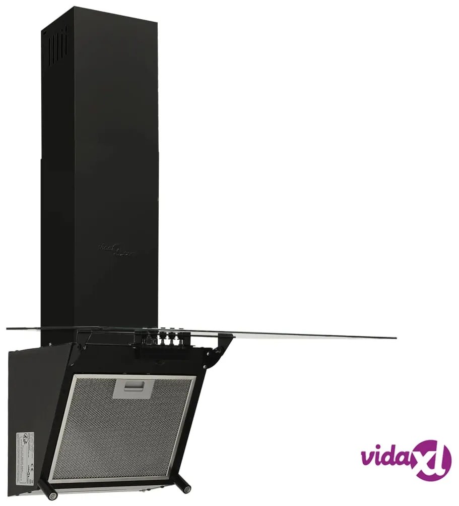 vidaXL Cappa a Parete 60 cm in Acciaio e Vetro Temperato Nero