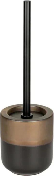 Portascopino WC nero opaco e bronzo in ceramica Teos