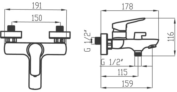 Novaservis - Rubinetto vasca da bagno METALIA cromo lucido