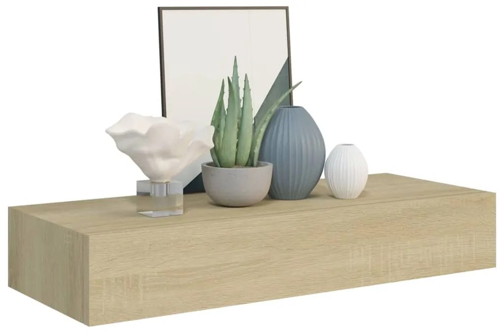 Scaffali con cassetti da parete 2 pz rovere 60x23,5x10 cm mdf