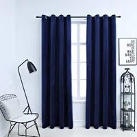 Tende Oscuranti con Anelli 2 pz Blu Scuro in Velluto 140x225 cm cod mxl 67355