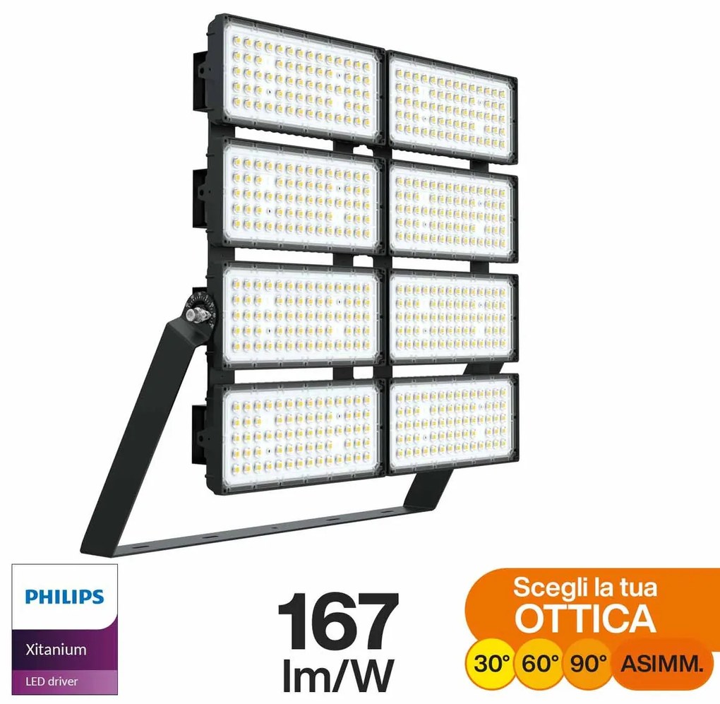Faro Modulare LED 1.600W IP66 167lm/W No Flickering con driver Philips Colore Bianco Freddo 5.000K