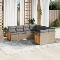 Set Divano da Giardino 8 pz con Cuscini Beige in Polyrattan 3260638