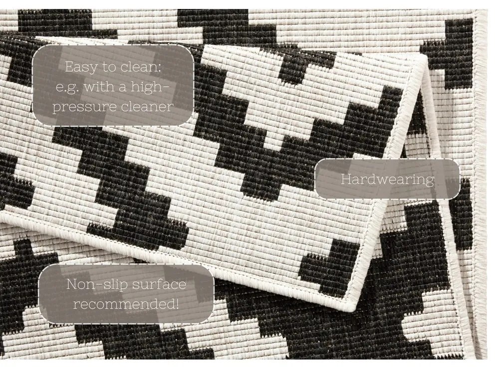 Tappeto da esterno nero e crema , 80 x 250 cm Malta - NORTHRUGS