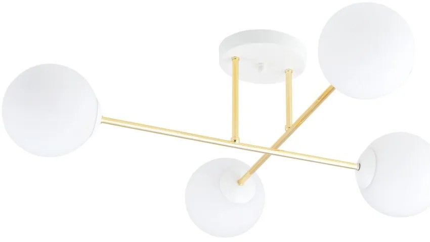 Lampadario da Soffitto MAGNUM 4 in Acciaio e Vetro 4xE14 Colore del corpo Bianco e Oro