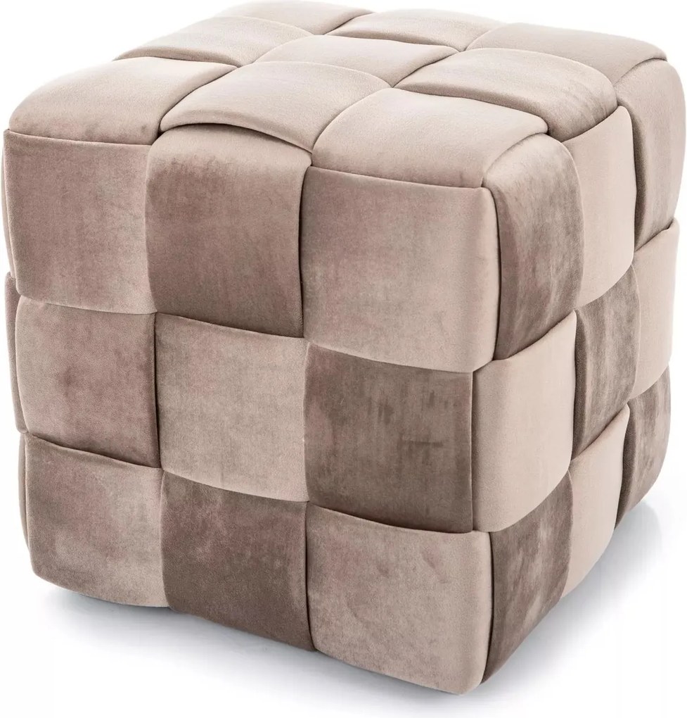 Pouf Casel Velvet in velluto color beige scuro – 42x42x42 cm