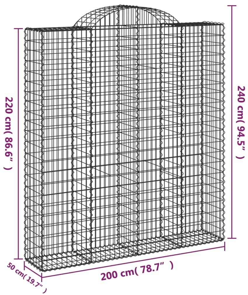 Cesti Gabbioni ad Arco 12 pz 200x50x220/240 cm Ferro Zincato