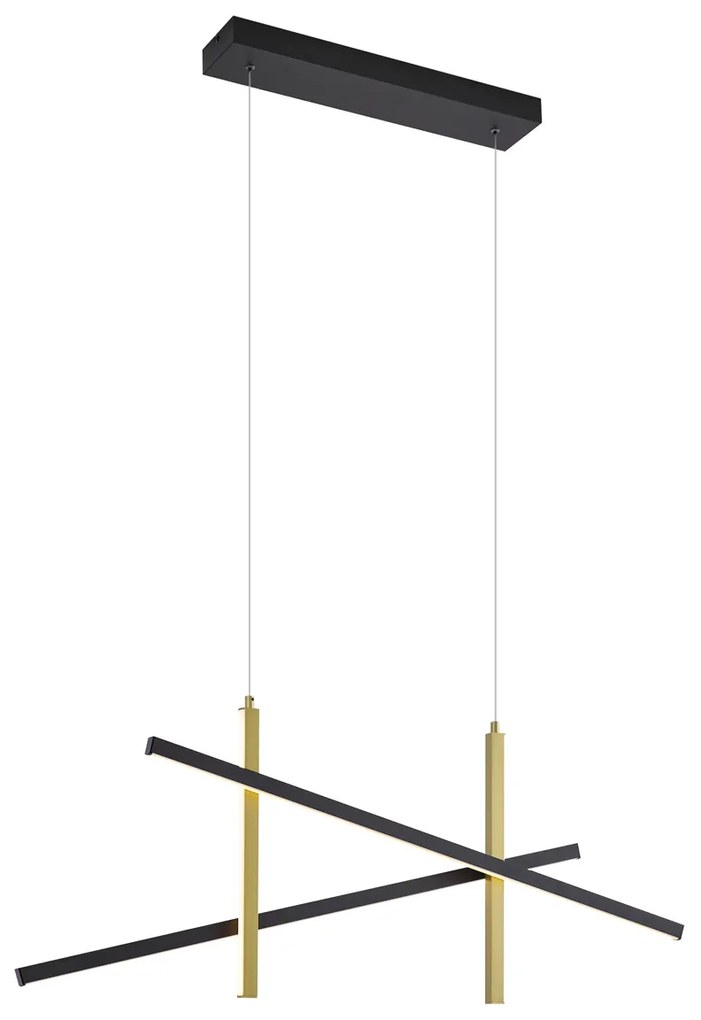 Lampada a sospensione di design X nera con oro con LED dimmerabile a 3 livelli - Joy