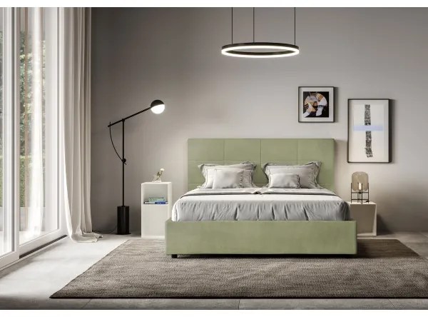 Letto contenitore da 160x190 in microfibra tč verde Mika