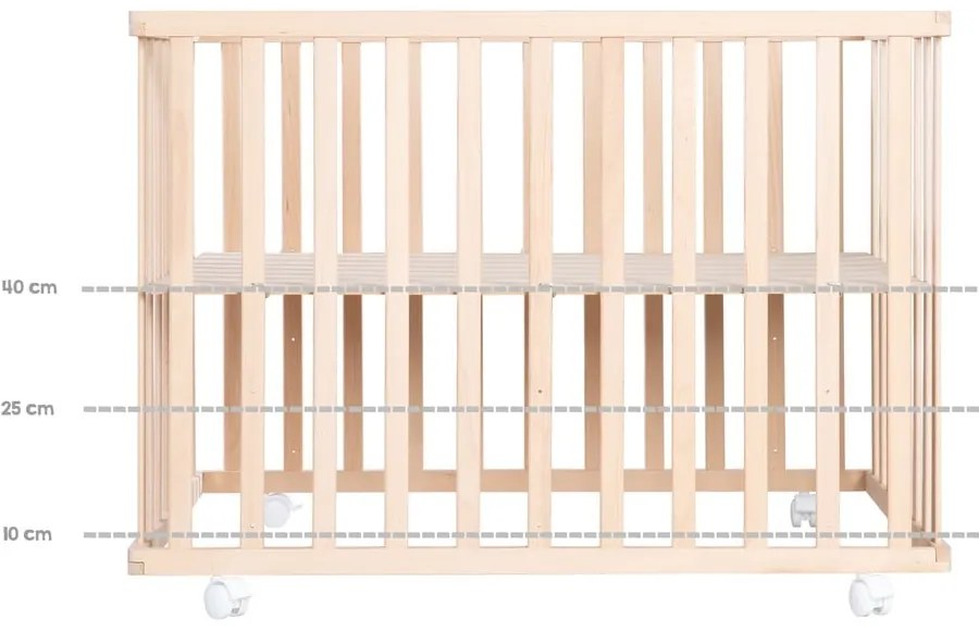Lettino di colore naturale con altezza regolabile e ruote 75x100 cm Style – Roba
