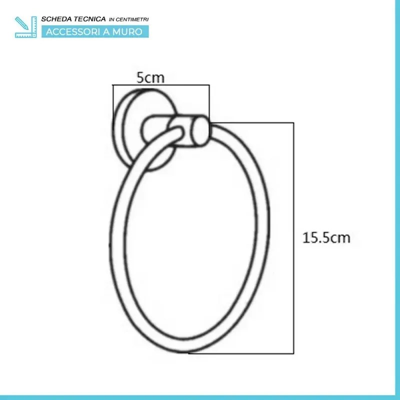 Set accessori a muro 6 pezzi in metallo cromato e ABS viti incluse Sprint