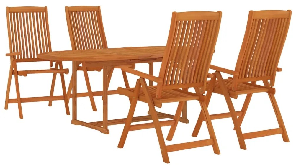 Set da pranzo per giardino 5 pz in legno massello di eucalipto