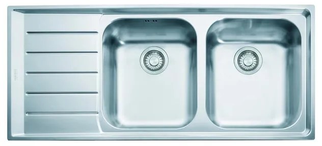 Lavello integrato 2 vasche in inox argento FRANKE Neptune plus L 51 x L 116 cm