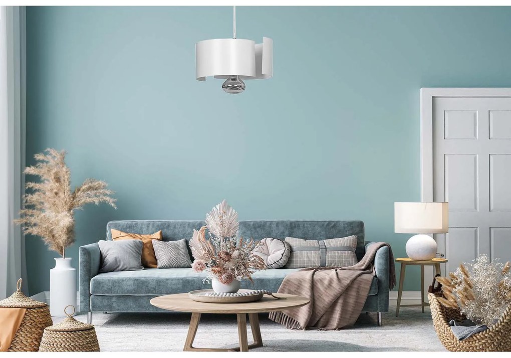 Sospensione Moderna 1 Luce Houyi In Acciao Bianco E Cromo