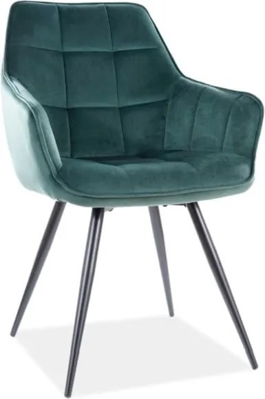 Sedia Lilia in velluto verde - L59 x H45 x H90 cm