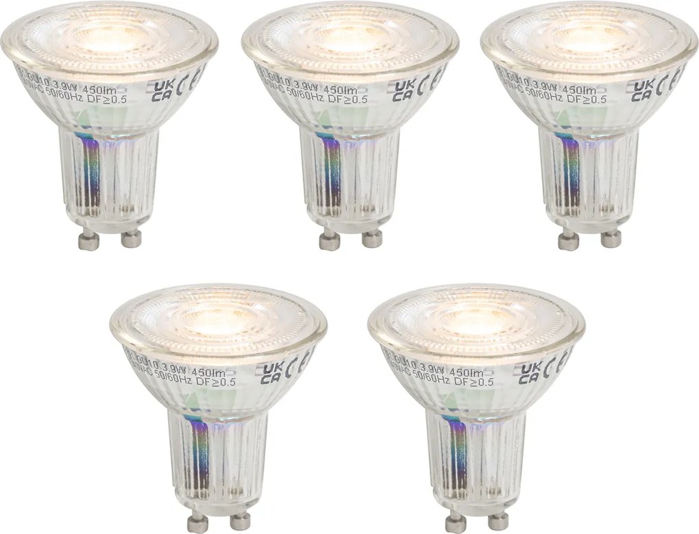 Set di 5 Lampadine LED GU10 50 Dimmerabili 3.9W 450 lm 2700K Lunga Durata