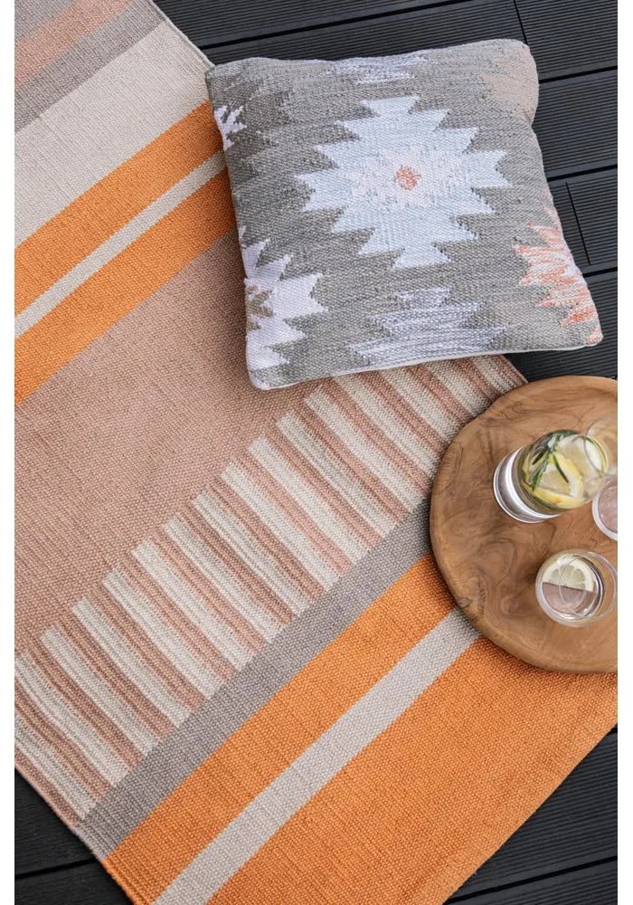 Tappeto bifacciale beige-arancio per esterni in plastica riciclata , 120 x 180 cm Bella - Green Decore