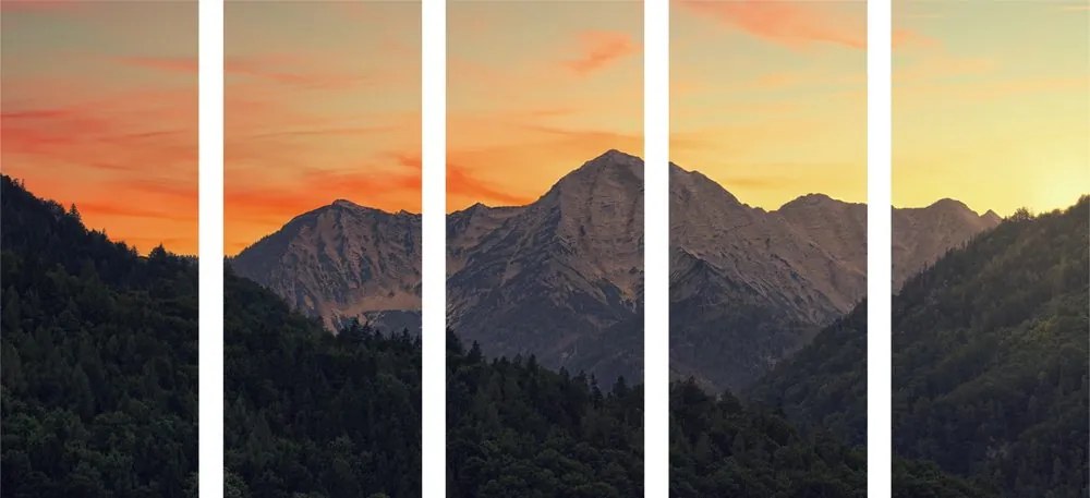 Quadri 5 pezzi – Tramonto sulle montagne