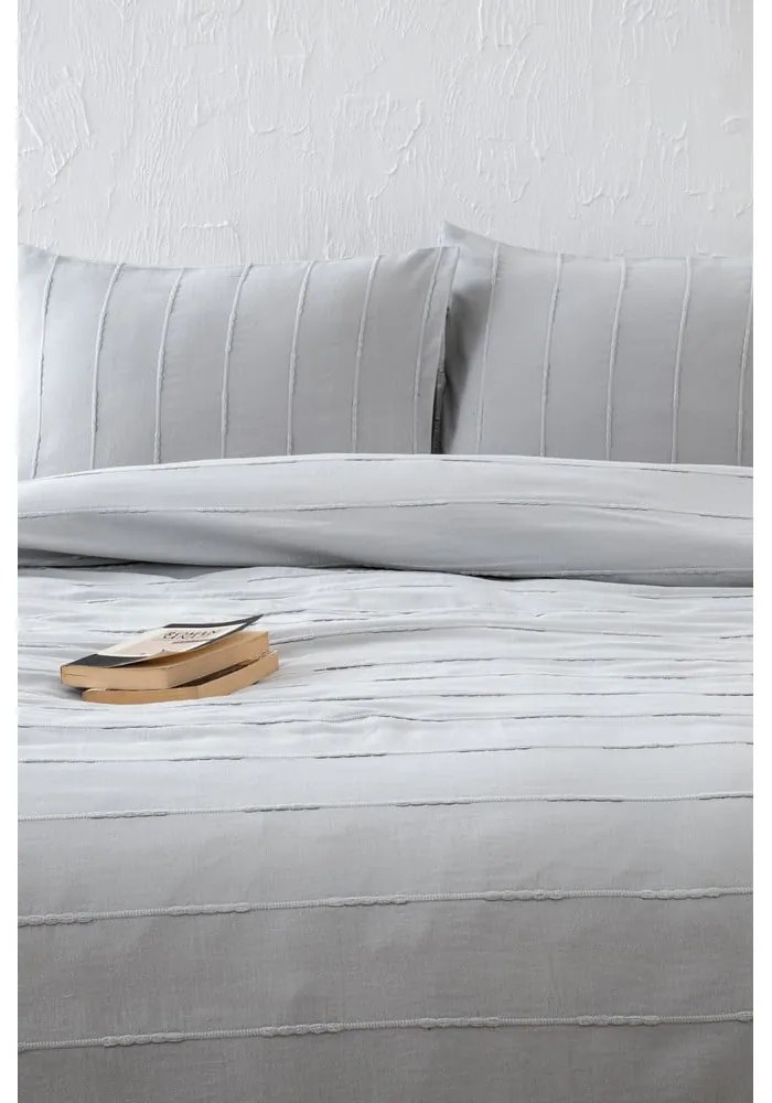 Set con copriletto e federa grigio in cotone 210x220 cm Sedef – Mijolnir