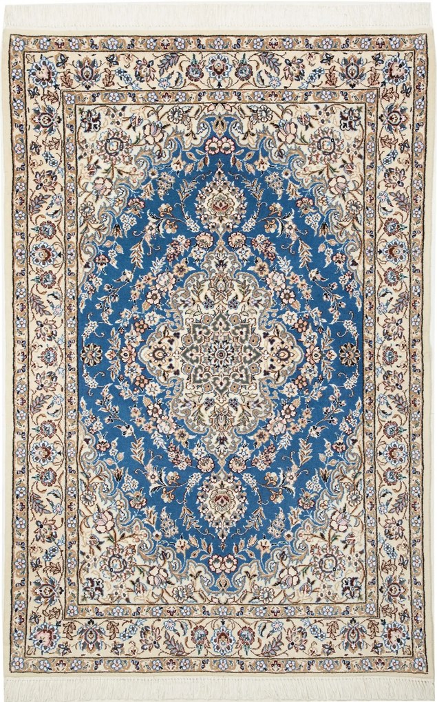 Nain Tappeto 110x170 Blu (Iran) Annodato A Mano