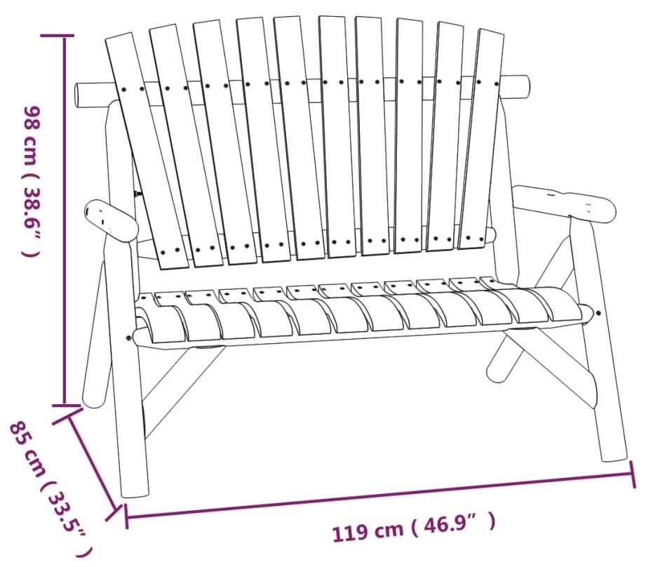 Set Divani da Giardino 3 pz in Legno Massello di Abete