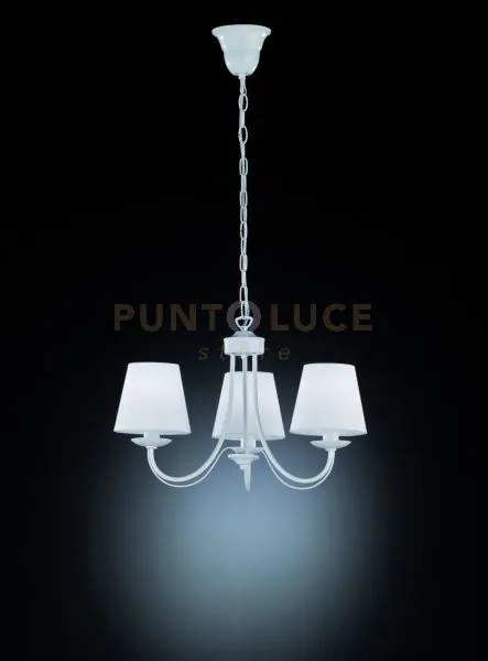 Cortez lampadario 3 luci metallo bianco opaco con paralumi stoffa b...