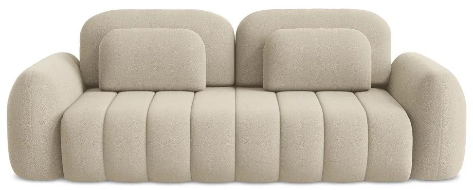 Divano marrone chiaro allungabile/con contenitore con rivestimento in bouclé 266 cm Pele – Makamii