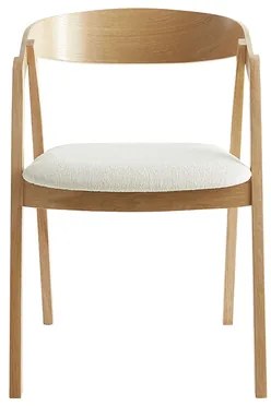 Sedie scandinave in legno chiaro massello di rovere e tessuto effetto lana bouclé écru (set di 2) LOVA