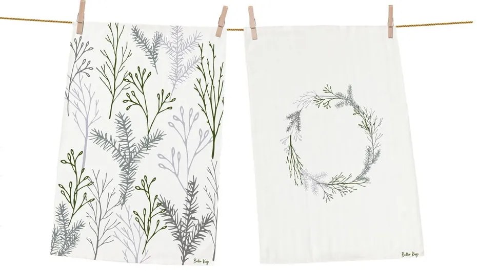 Set di 2 asciugamani in cotone 50x70 cm Christmas Twigs - Butter Kings