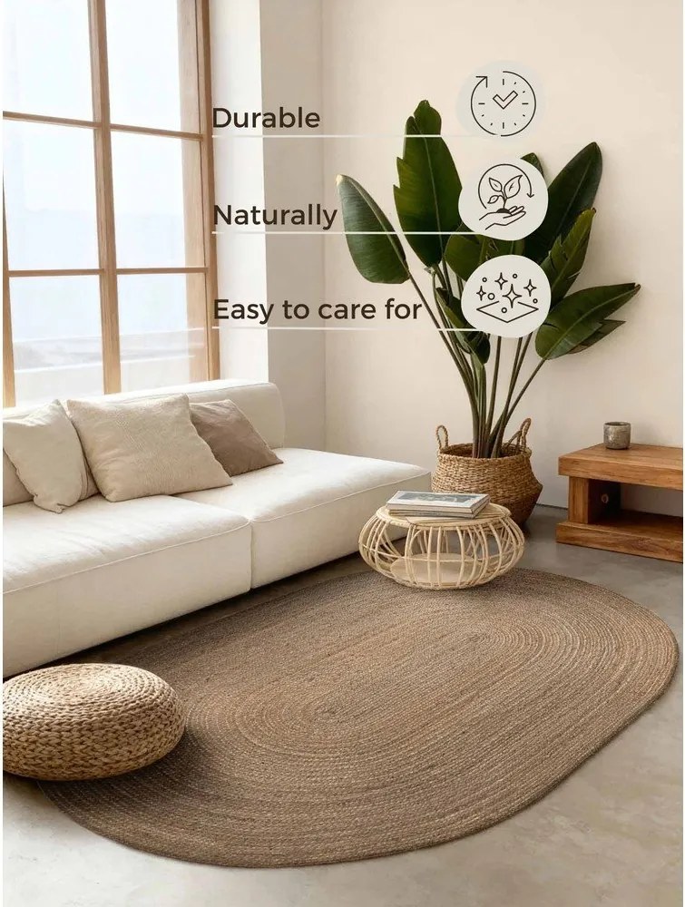 Tappeto colore naturale scuro in iuta reversibile/tessuto a mano 160x230 cm Braided – Hanse Home