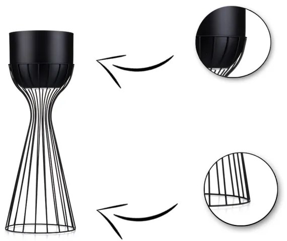 Vaso da fiori in metallo LOFT 46x20 cm nero