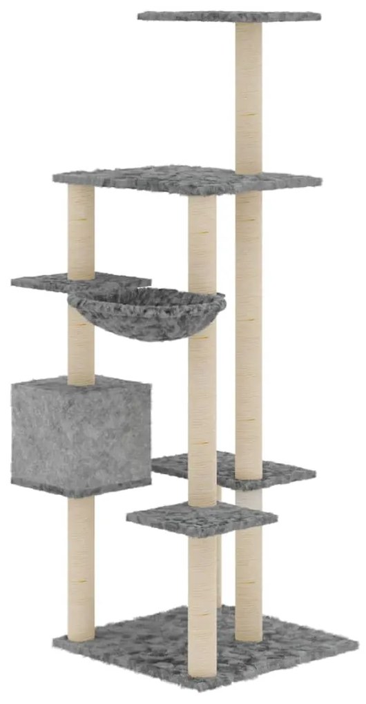 Albero per gatti con tiragraffi in sisal grigio chiaro 142 cm