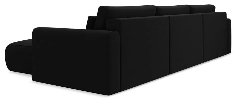 Divano angolare nero allungabile/con contenitore (a U) con rivestimento in velluto Kapua – Makamii
