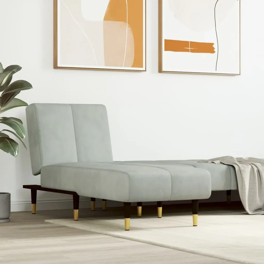 Chaise longue in velluto grigio chiaro
