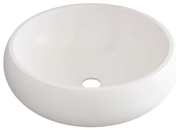 Lavabo da appoggio RONDO SANYCCES tondo in resina bianco opaco piletta non inclusa