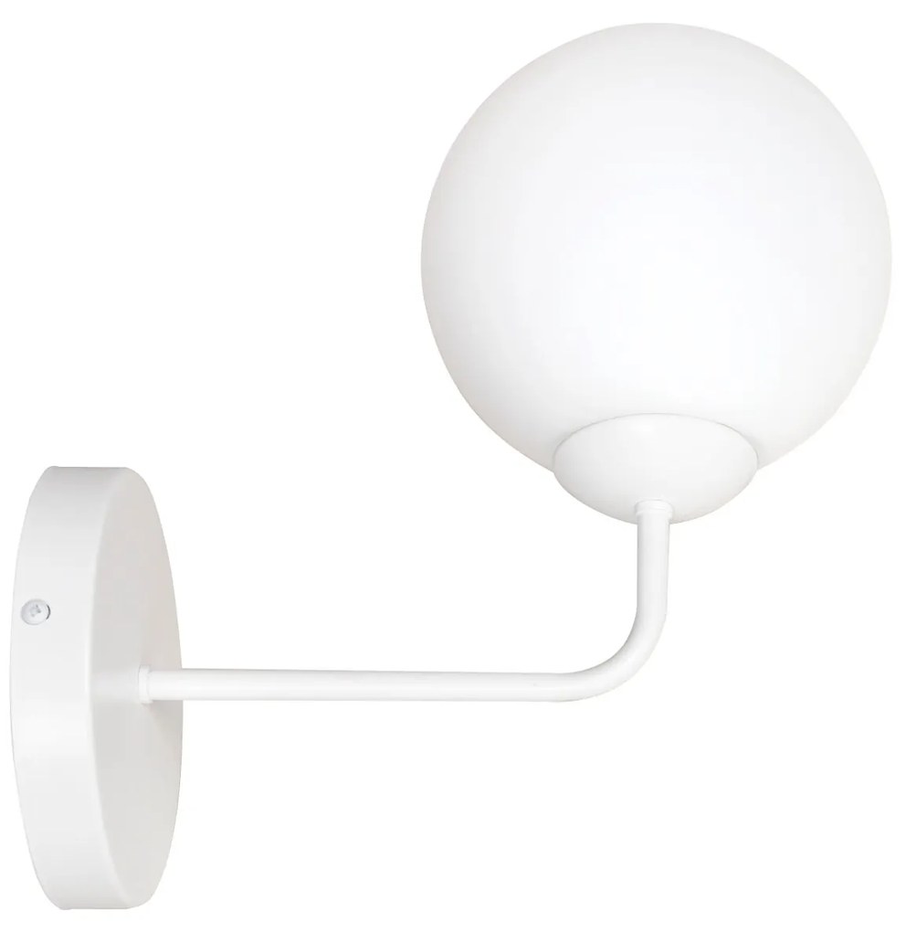 Applique Moderna 1 Luce Pregos In Acciaio Bianco E Vetro A Sfera Bianco