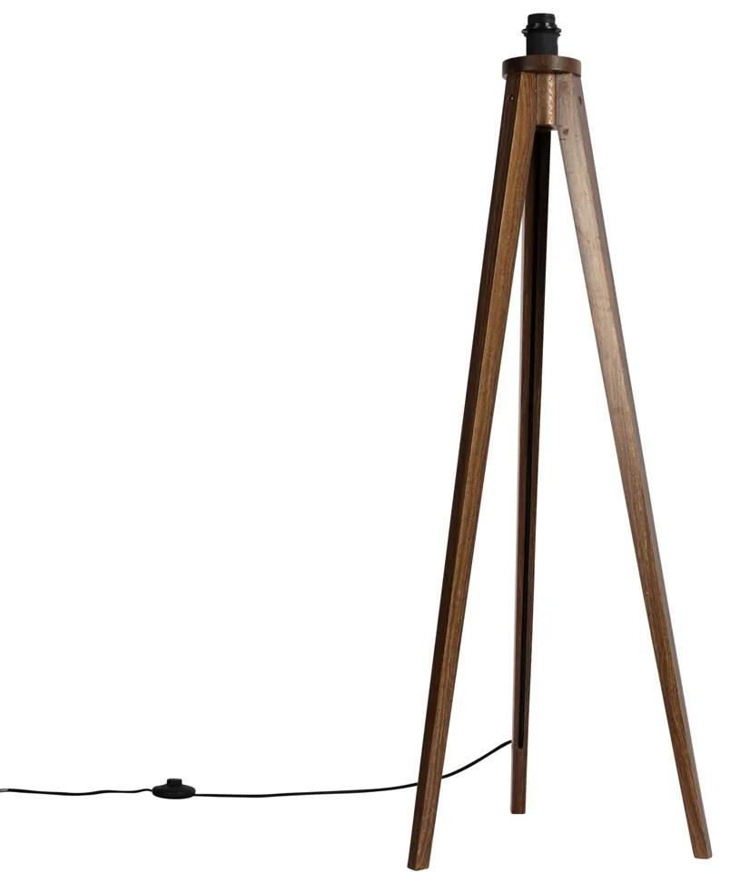 Lampada da terra rustica a treppiede in legno di noce - Tripod Classic