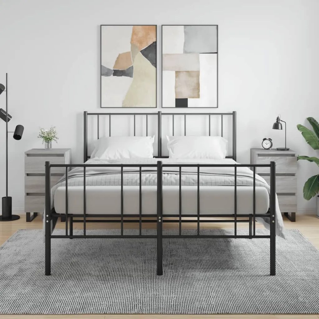 Comodini 2pz Grigio Sonoma 40x35x69 Cm İn Legno Multistrato /
