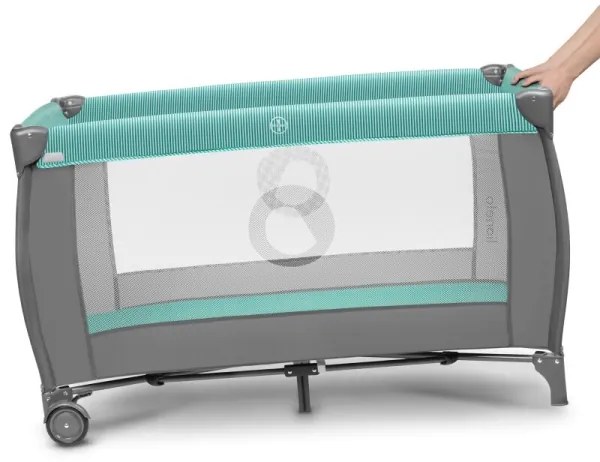 Lionelo - Culla da viaggio SVEN PLUS grigio/turchese