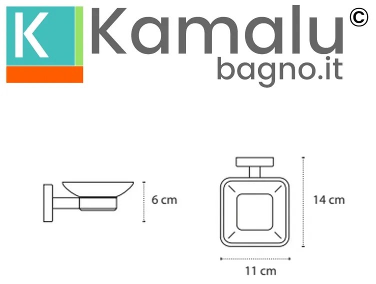 Kamalu - portasapone bagno in acciaio e vetro installazione a muro | clode-c