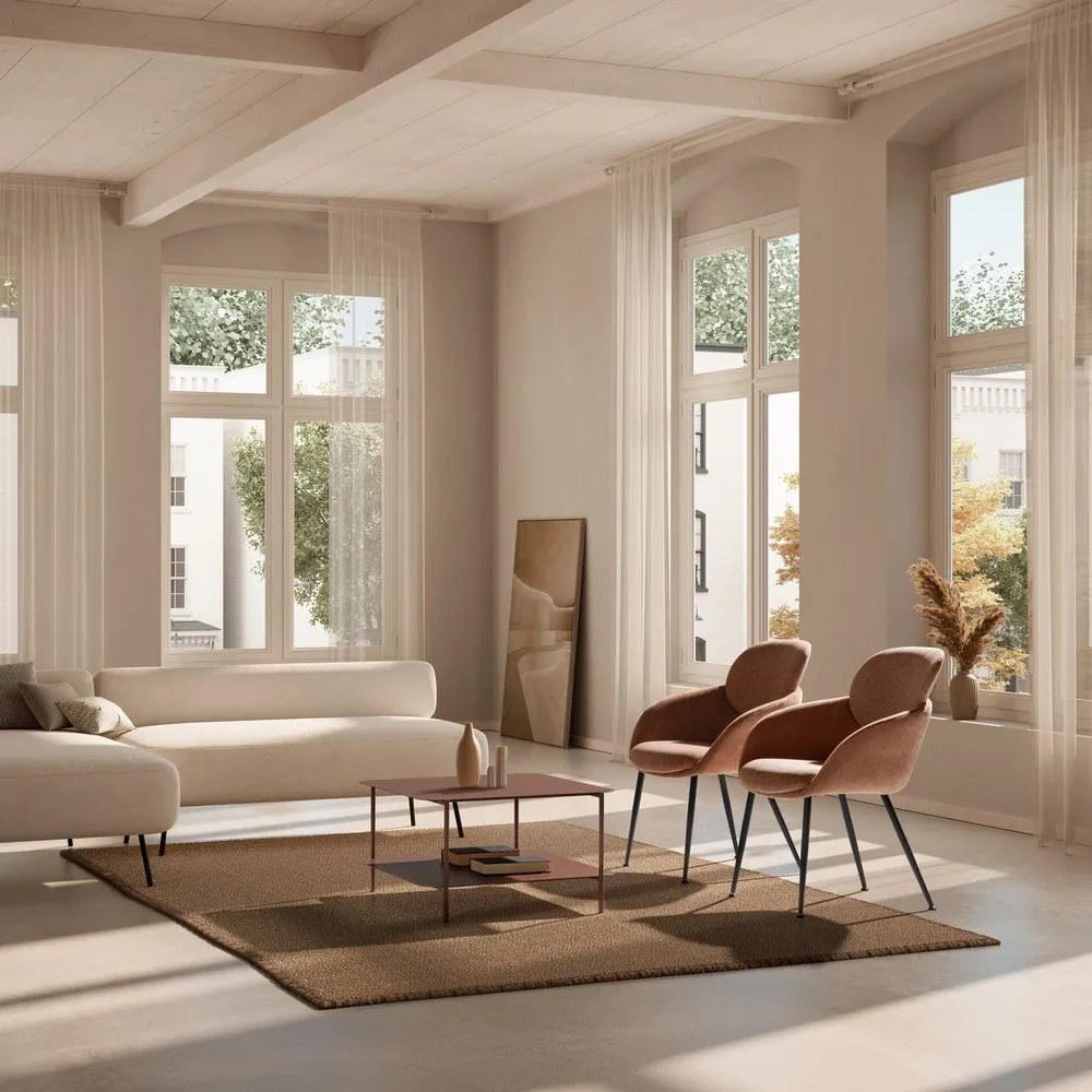 Tavolino da salotto color terracotta in metallo 70x73 cm Beatrix – MOME