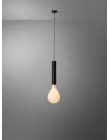 Lampada a sospensione in alluminio nera con bulbo A165 bianco latte 810028